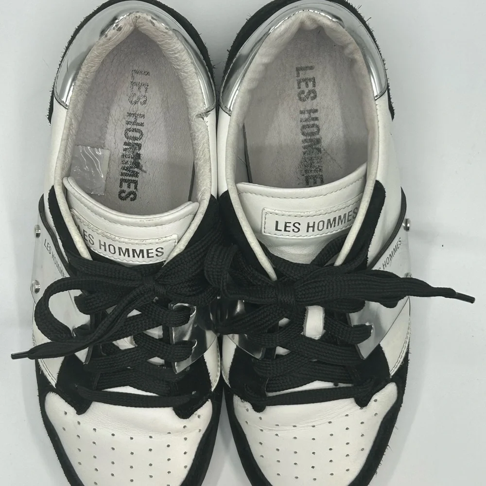 Les Hommes Black and White Men's Sneakers